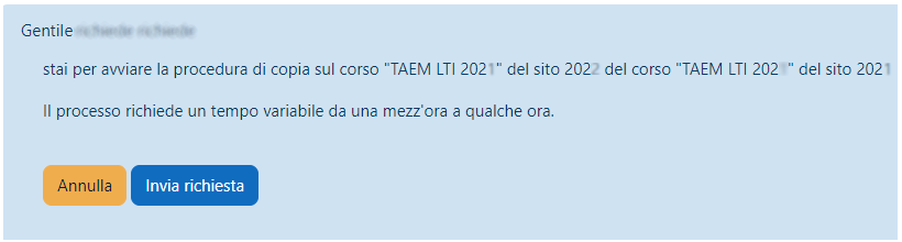 stai per attivare la procedura